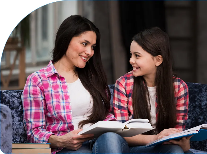 Parent and child studying together